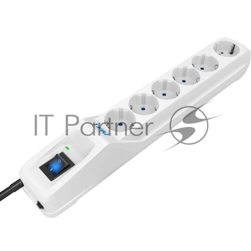 Сетевой фильтр Pilot L GP 6 розеток (5 евро + 1GP) 5 м/ Surge protector Pilot L GP 6 sockets (5 Euro + 1GP) 5 m white