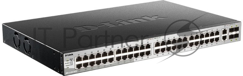 Управляемый L3 стекируемый коммутатор D-Link DGS-3130-54TS/B1A PROJ с 48 портами 10/100/1000Base-T, 2 портами 10GBase-T и 4 портами 10GBase-X SFP+