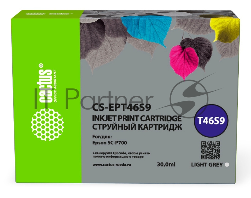 Картридж струйный Cactus CS-EPT46S9 T46S9 светло-серый (30мл) для Epson SureColor SC-P700