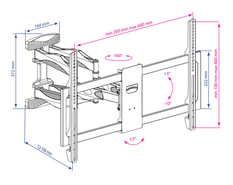 Кронштейн для телевизора Kromax ATLANTIS-35 черный 22-65 макс.50кг настенный поворотно-выдвижн