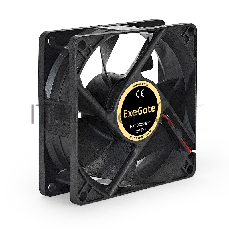 Вентилятор ExeGate EX08025S2P, 80x80x25 мм, Sleeve bearing (подшипник скольжения), 2pin (разъем 2.54 для блоков питания ATX), 2200RPM, 27dBA