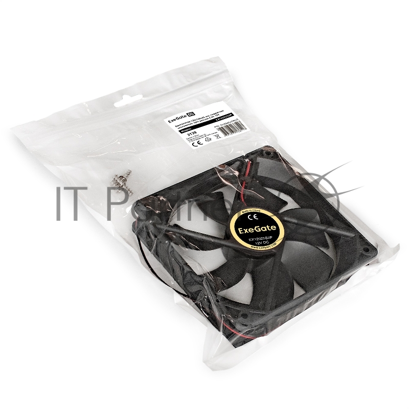 Вентилятор ExeGate EX12025S2P, 120x120x25 мм, Sleeve bearing (подшипник скольжения), 2pin (разъем 2.54 для блоков питания ATX), 1400RPM, 25dBA