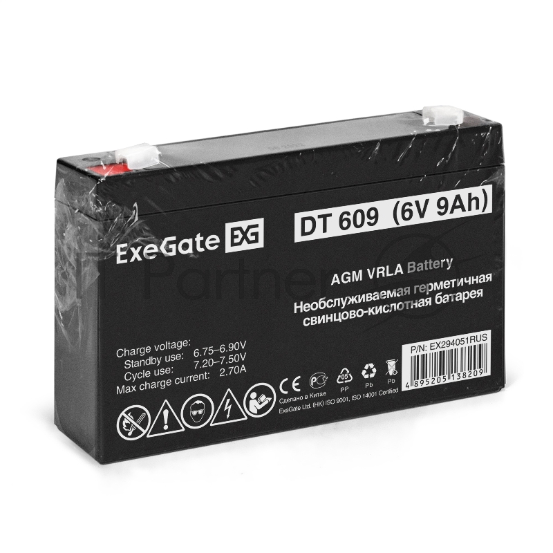 Аккумуляторная батарея ExeGate DT 609 (6V 9Ah, клеммы F1)