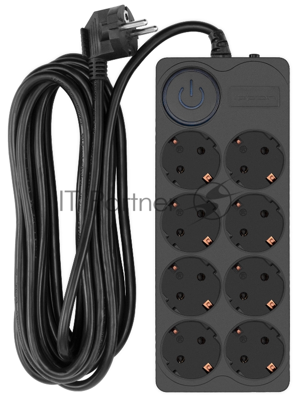 Сетевой фильтр Ippon BK-8-EU-5-16-B 5м (8 розеток) черный (коробка)