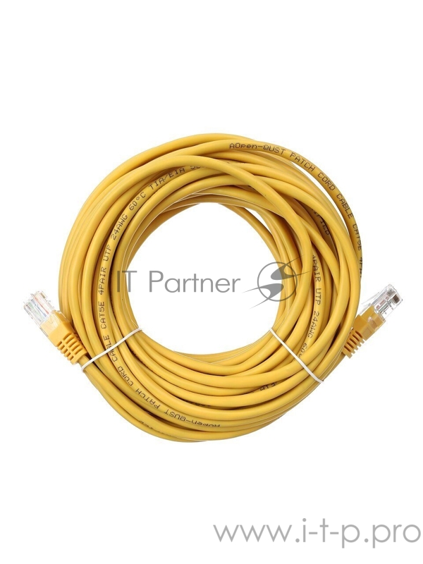 Патчкорд литой Aopen/Qust UTP кат.5е 15м желтый (ANP511_15M_Y)