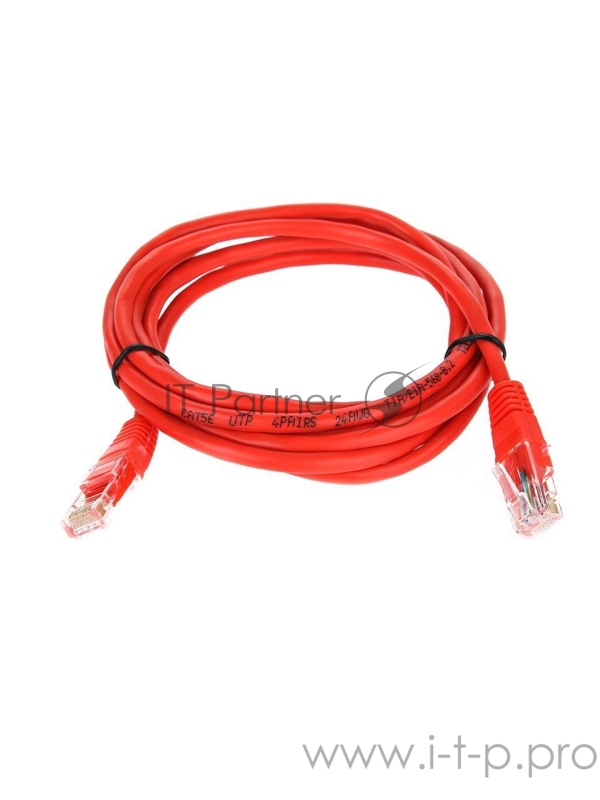 Патчкорд литой Telecom UTP кат.5е 2,0м красный