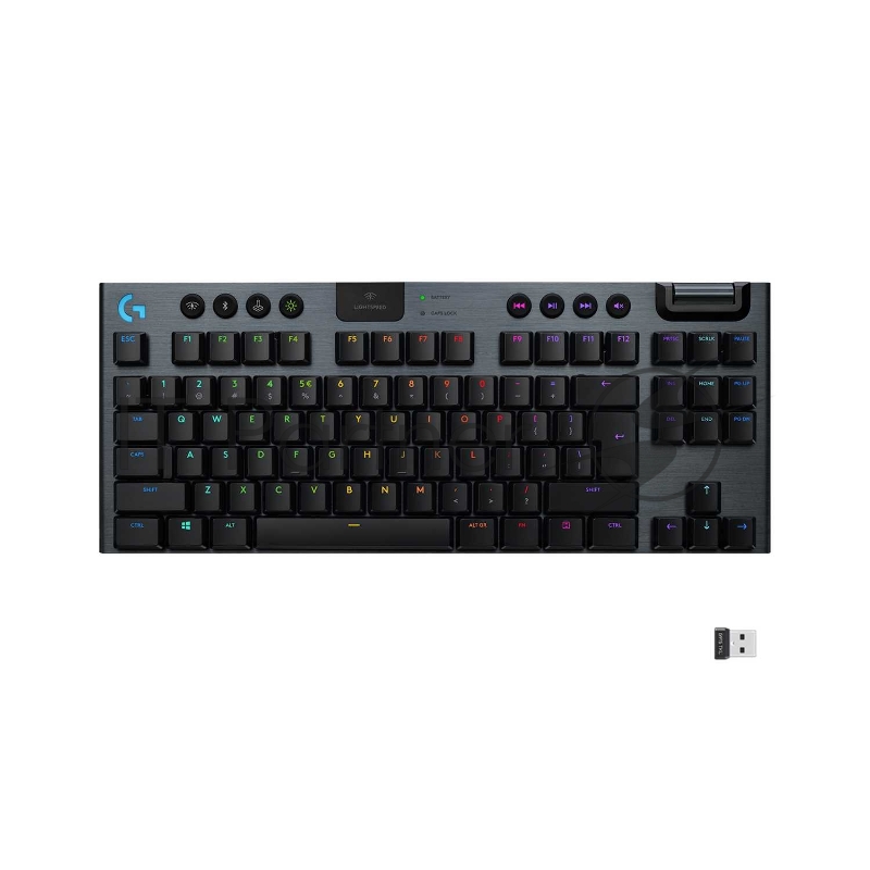 Клавиатура игровая Logitech G915 TKL CARBON US INTL ЛАТИНИЦА (механическая, без цифрового блока, с RGB-подсветкой и поддержкой технологии Lightspeed), 2.4GHZ/BT, CLICKY SWITCH (M/N: YR0076 / C-U0018)