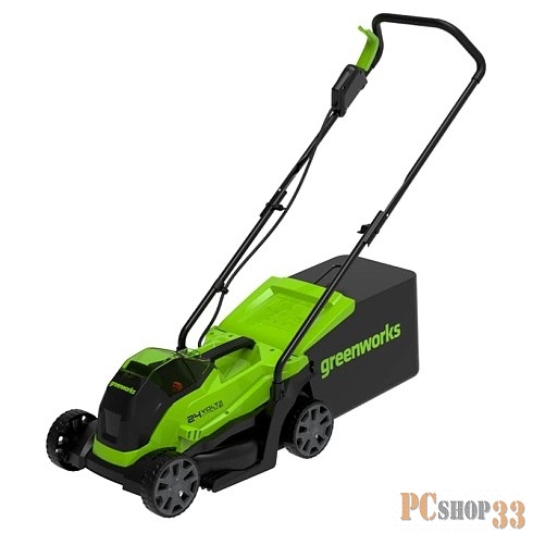 Газонокосилка аккумуляторная GreenWorks GD24LM33k2, 24v, 33 см, 1хАКБ 2Ач и ЗУ (2516107UA)