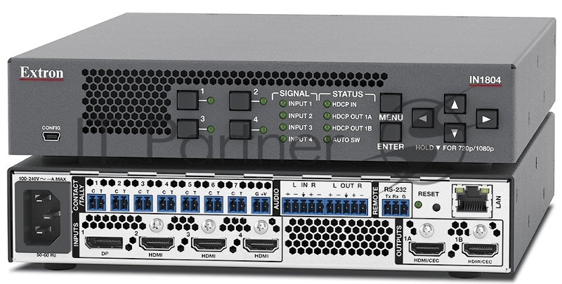 Бесподрывный скалирующий коммутатор 4K/60 на четыре входа Extron IN1804 DO