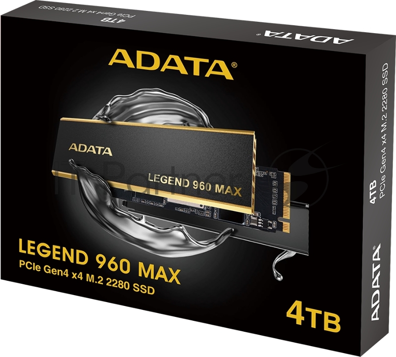 Твердотельный накопитель ADATA SSD LEGEND 960 MAX, 4000GB, M.2(22x80mm), NVMe 1.4, PCIe 4.0 x4, 3D NAND, R/W 7400/6800MB/s, IOPs 700 000/550 000, TBW 3120, DWPD 0.43, with BIG Heat Spreader (5 лет)
