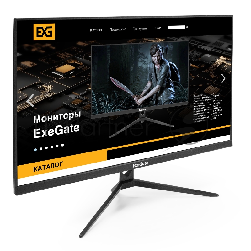Монитор безрамочный с аудио 27 ExeGate EX294345RUS ProSmart EV2707A (VA LED Grade A+, FHD, 1920x1080, 16:9, 280cd/m2, 3000:1, 178°/178°, 5ms, Speakers, D-Sub, HDMI, кабель HDMI 1.5м, VESA, регулировка наклона, черный)