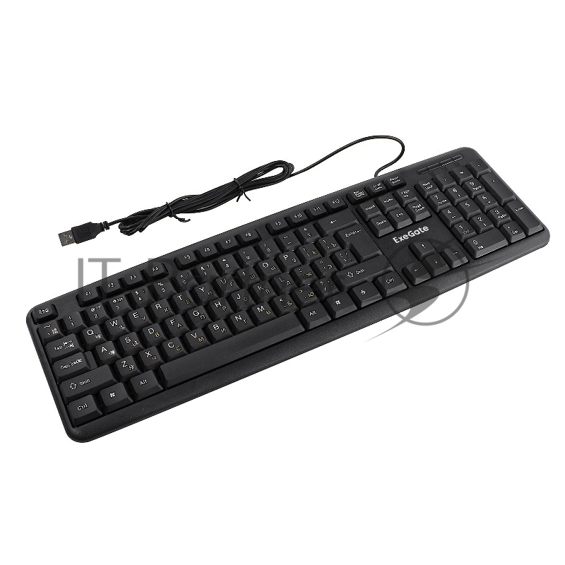 Клавиатура ExeGate EX293971RUS LY-331S (USB, полноразмерная, влагозащищенная, 104кл., Enter большой, длина кабеля 1,7м, черная, RTL)