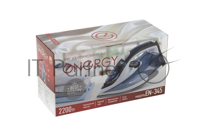 Утюг ENERGY EN-345 синий, 2200Вт, пар, спрей, пар.удар, самооч., керамич. Подошва
