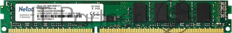 Память Netac 8GB DDR3 1600MHz CL11 1.5V / NTBSD3P16SP-08