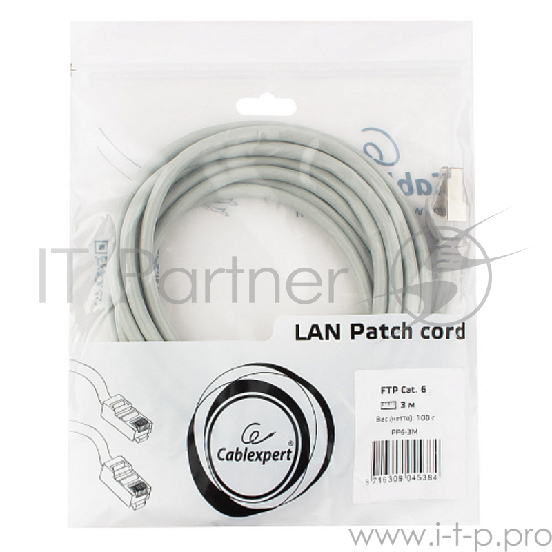 Патч-корд FTP Gembird кат.6, 3м, литой, многожил.