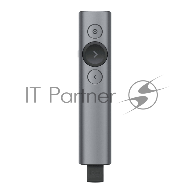 Презентер Logitech Spotlight Slate (серый, Bluetooth/2.4 GHz, перезаряжаемая литий-полимерная батарея 85мАч, 3D-акселерометр, гироскоп, кабель для зарядки, чехол) (арт. 910-004867, M/N: R-R0011 / C-U0016)