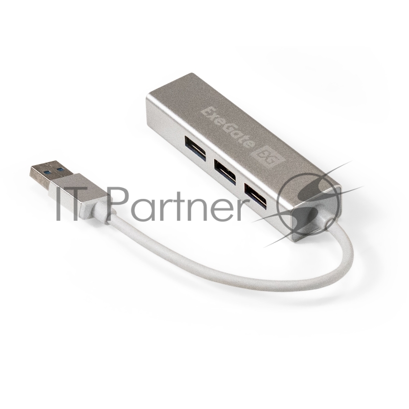 USB-Хаб (концентратор) ExeGate DUB-4 (кабель-адаптер USB3.0 --> 4xUSB3.0, Plug&Play, серебристый)