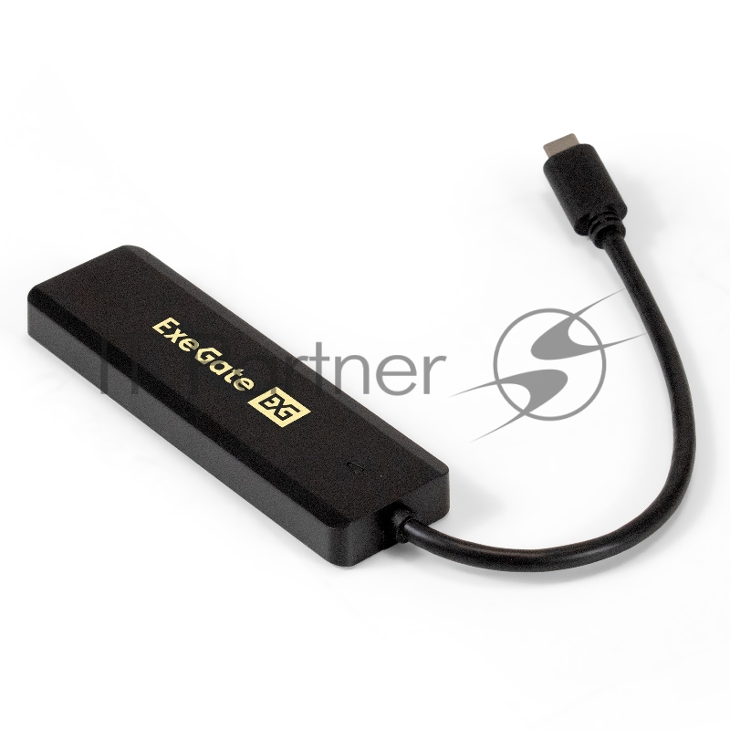 USB-Хаб (концентратор) ExeGate DUB-4CP/1 (кабель-адаптер USB Type C --> 4xUSB3.0, Plug&Play, черный)