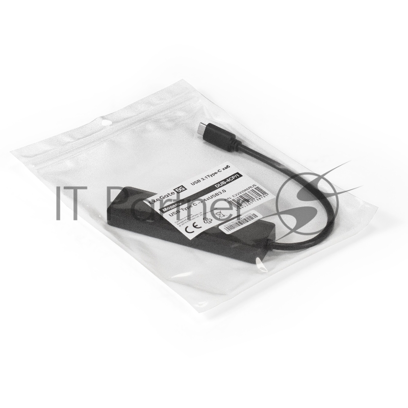 USB-Хаб (концентратор) ExeGate DUB-4CP/1 (кабель-адаптер USB Type C --> 4xUSB3.0, Plug&Play, черный)
