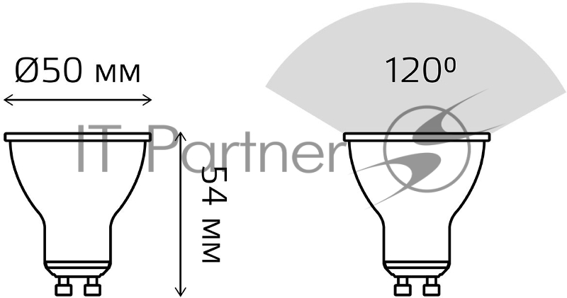 Лампа светодиодная Gauss Black 5Вт цок.:GU10 рефлектор 220B 3000K св.свеч.бел.теп. MR16 (упак.:10шт) (101506105)