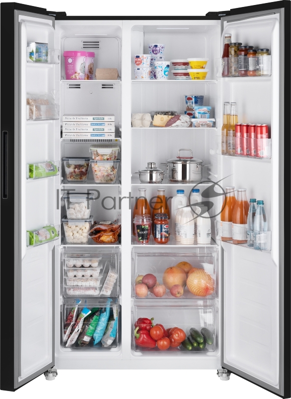 Холодильник Weissgauff WSBS 500 NFB Inverter черное стекло (двухкамерный)