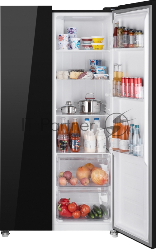 Холодильник Weissgauff WSBS 500 NFB Inverter черное стекло (двухкамерный)