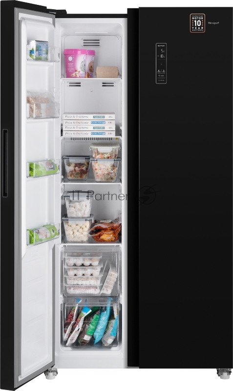 Холодильник Weissgauff WSBS 500 NFB Inverter черное стекло (двухкамерный)