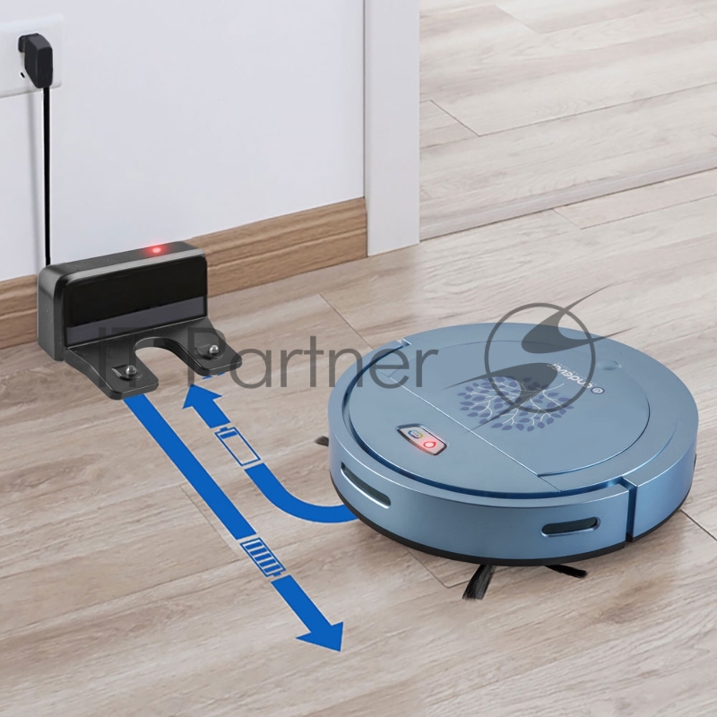 Робот-пылесос Endever Spectre-88, голубой, емкость аккумулятора 1500 мА/ч, Li-ion батарея, площадь убокри 120 кв.м.