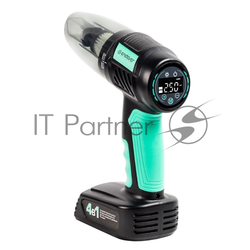 Пылесос автомобильный 4в1 Endever SkyClean VC-295, мятный/черный, 90 Вт, Акб. 2500 мАч, 7,4 В, емкость 330 мл,