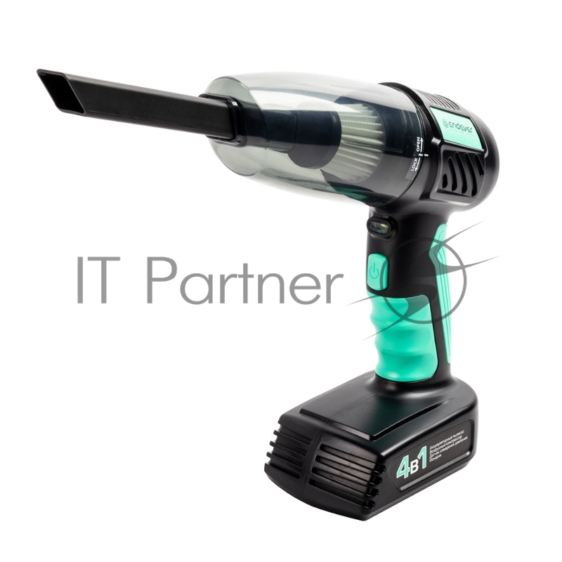 Пылесос автомобильный 4в1 Endever SkyClean VC-295, мятный/черный, 90 Вт, Акб. 2500 мАч, 7,4 В, емкость 330 мл,