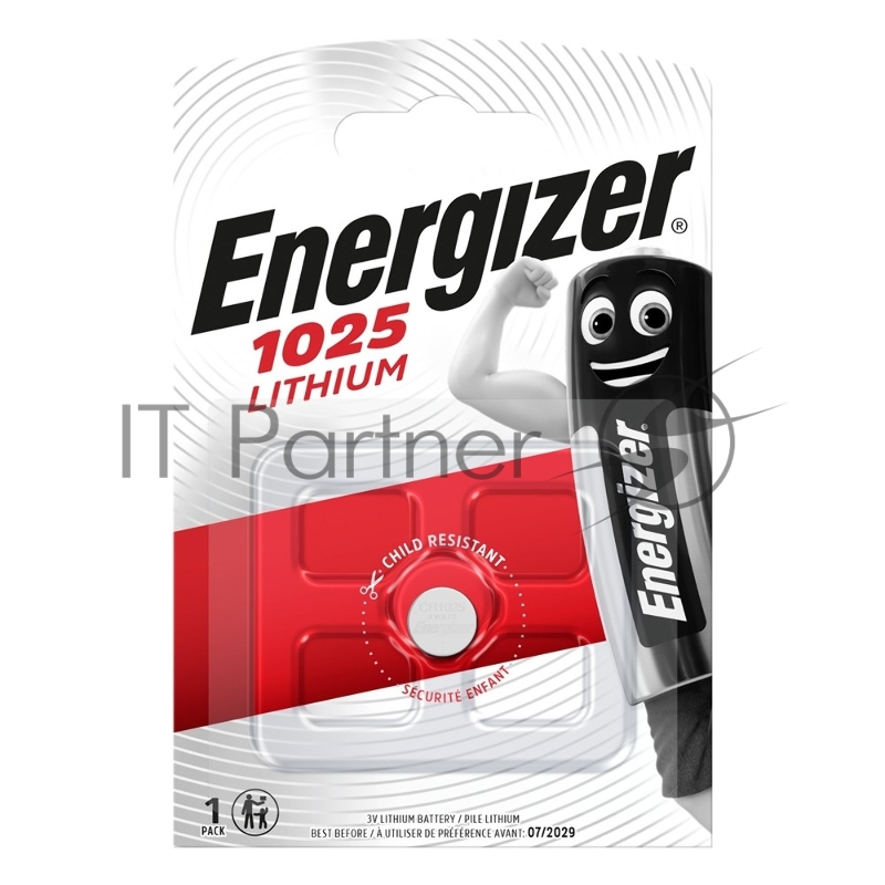 Батарейка Energizer CR1025 BL1 Lithium 3V (1/10/140)
