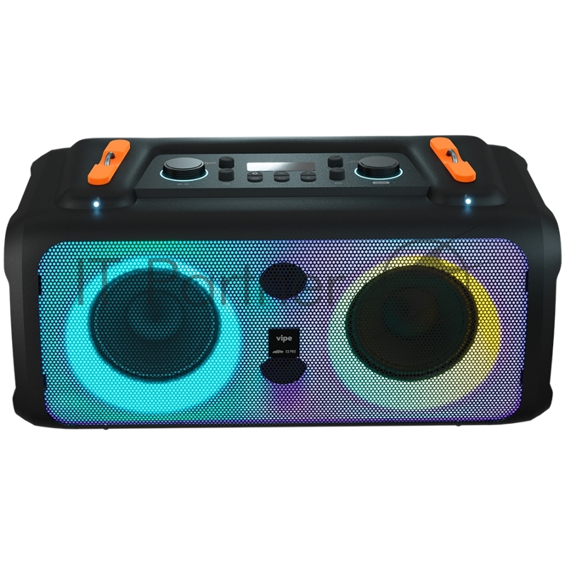 Музыкальная система VIPE NITROX3 PRO. 100 Вт. Bluetooth 5.0. 6 режимов FULL LED динамической подсветки, 4 светодиода. 10 часов без подзарядки. Дисплей. IPX4. FM рад
