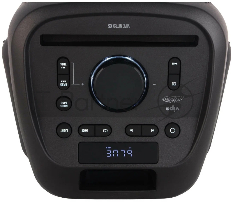 Музыкальная система VIPE NITROX5. 80 Вт. Bluetooth 5.0. 3 режима LED подсветки. 7 цветов. 12 часов без подзарядки. Дисплей. IPX4. FM радио. AUX. USB: Зарядка 5В/1А. Вх
