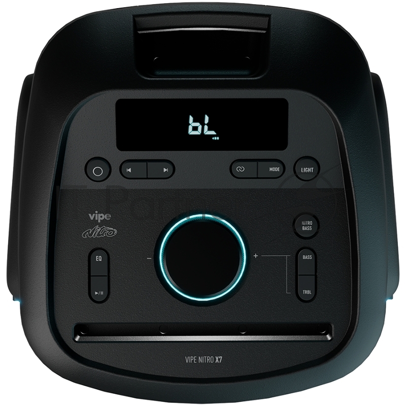 Музыкальная система VIPE VPMSNITROX7. 170 Вт. Bluetooth 5.0. 5 режимов LED подсветки. 7 цветов. 14 часов без подзарядки. Дисплей. IPX4. FM радио. AUX. USB: Зарядка 5В/1А