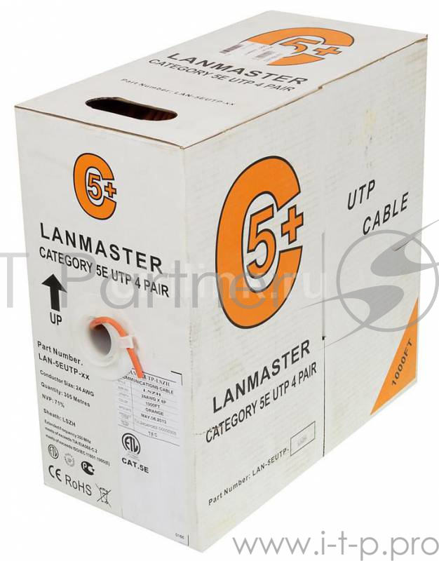 Кабель информационный Lanmaster LAN-5EUTP-WH кат.5е U/UTP не экранированный PVC внутренний 305м белы