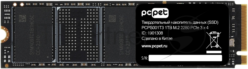 Накопитель SSD PC Pet PCI-E 3.0 x4 1Tb PCPS001T3 M.2 2280 OEM