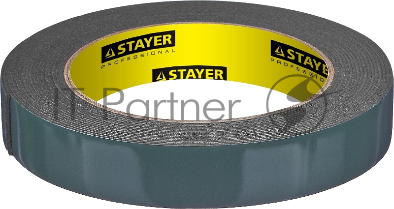 Двухсторонняя клейкая лента на вспененной основе, STAYER Professional 12233-19-05, черная, 19мм х 5м