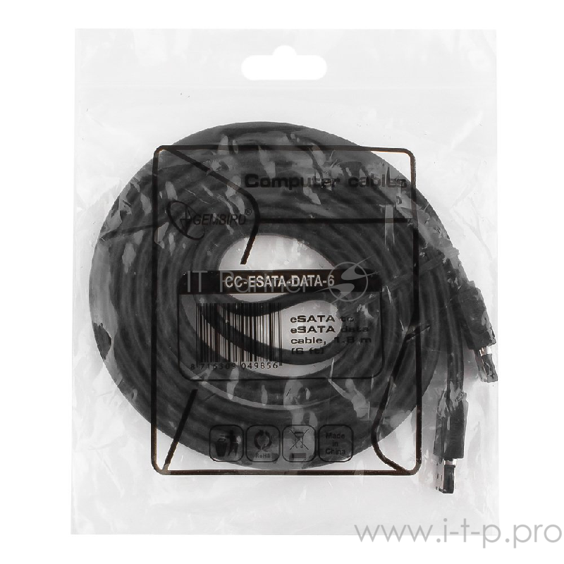 Кабель интерфейсный eSATA-eSATA Gembird 1.8м, 7pin/7pin, пакет