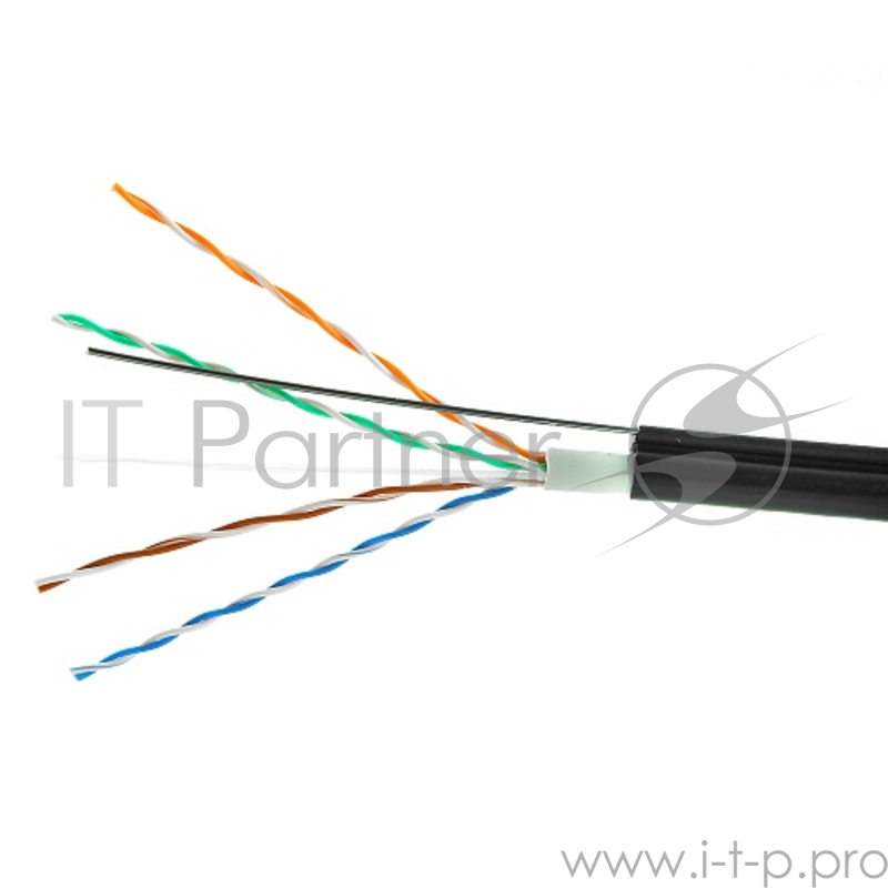 Кабель UTP Outdoor Power Cube кат.5e МЕДЬ однож. 4х2х0.51 мм, 305 м на катушк, внешний с тросом, чер