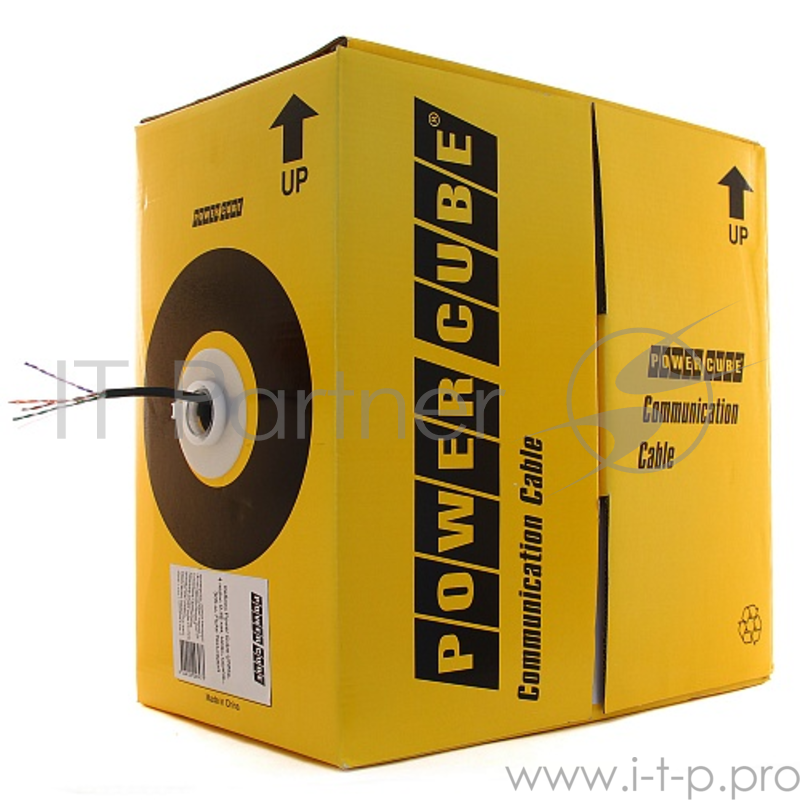 Кабель UTP Outdoor Power Cube кат.5e МЕДЬ однож. 4х2х0.51 мм, 305 м на катушк, внешний с тросом, чер