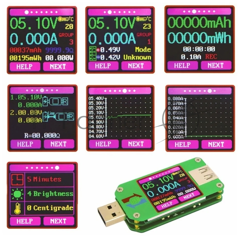 USB тестер UM24C с цветным экраном и bluetooth oem