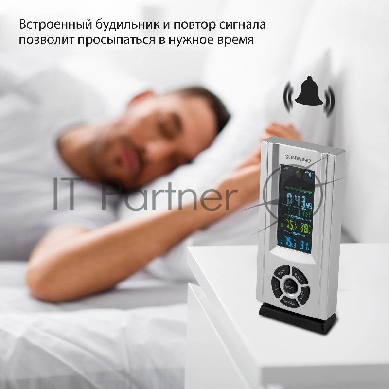 Погодная станция SunWind SW-WSH143-COLOR серебристый