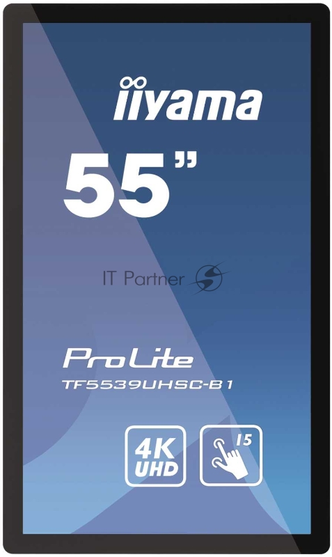 Монитор Iiyama 55 Touchscreen LCD monitor UHD 4K, VGA, 2xHDMI, DP, USB, open frame, PCAP, 3840x2160, 1A1DP2H, Face-up