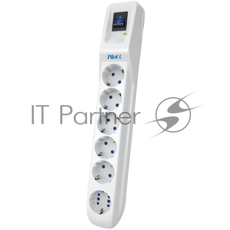 Сетевой фильтр Pilot L GP 6 розеток (5 евро + 1GP) 10 м/ Surge protector Pilot L GP 6 outlets (5 EUR + 1GP) 10 m white