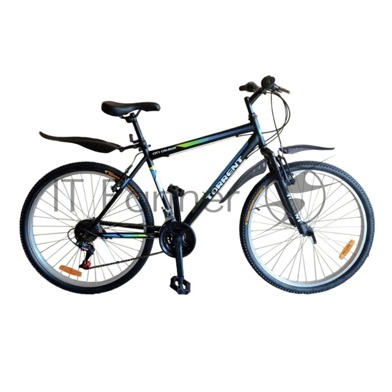 Велосипед Torrent City Cruiser (рама алюминий 18, внедорожный, 18 скоростей, колеса 26д.)Матовый черный, голубой