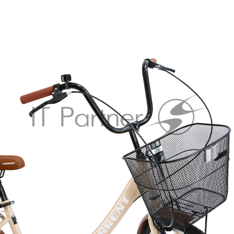 Велосипед TORRENT Discovery (рама сталь 16 складная, дорожный, 1скорость, колеса 24д., корзина) 24 / 16 / Бежевый