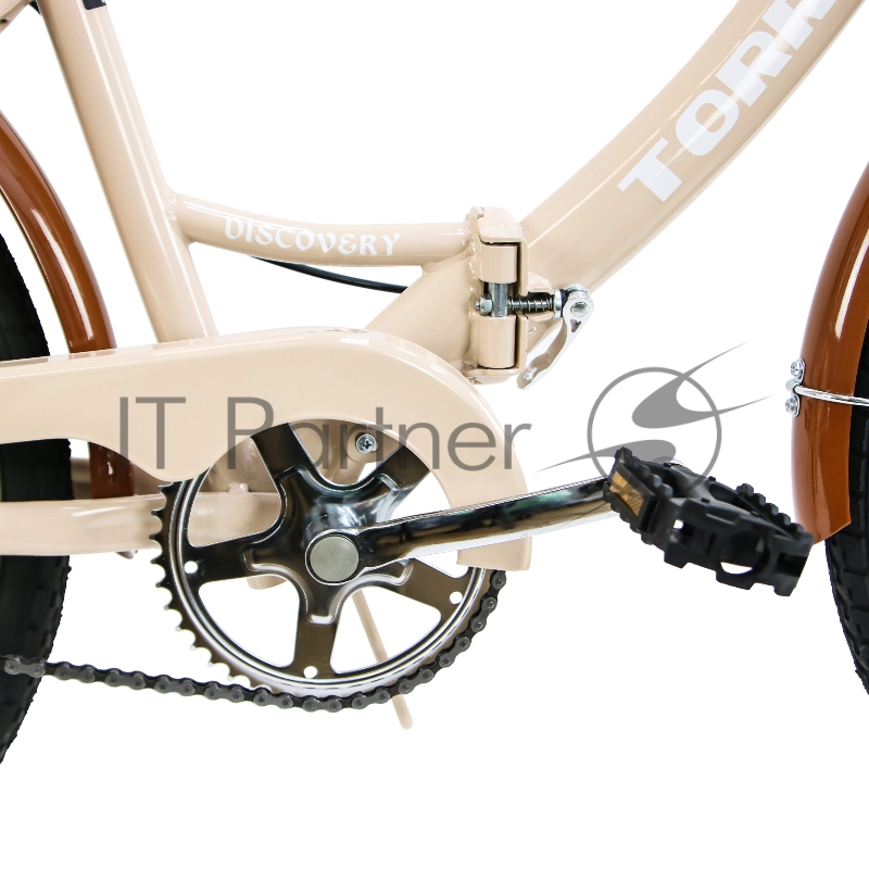 Велосипед TORRENT Discovery (рама сталь 16 складная, дорожный, 1скорость, колеса 24д., корзина) 24 / 16 / Бежевый
