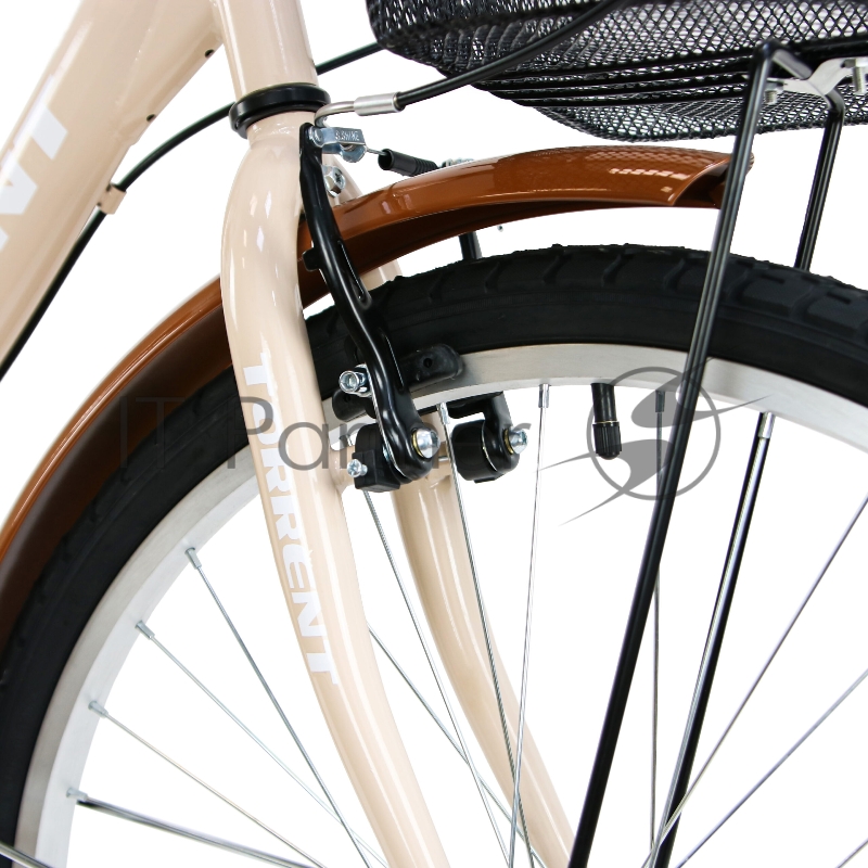 Велосипед TORRENT Discovery (рама сталь 16 складная, дорожный, 1скорость, колеса 24д., корзина) 24 / 16 / Бежевый