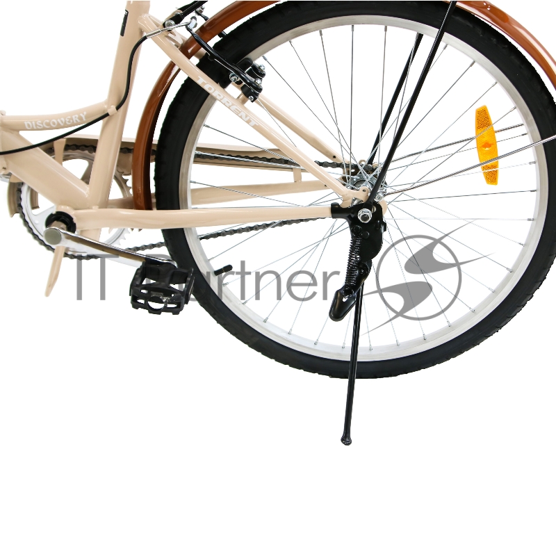 Велосипед TORRENT Discovery (рама сталь 16 складная, дорожный, 1скорость, колеса 24д., корзина) 24 / 16 / Бежевый