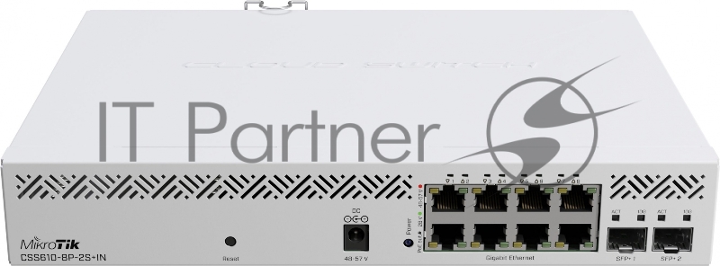 Коммутатор Mikrotik CSS610-8P-2S+IN PoE-коммутатор, 8х 1G RJ45, 2х SFP+, раздача PoE 140 Вт, SwitchOS Lite